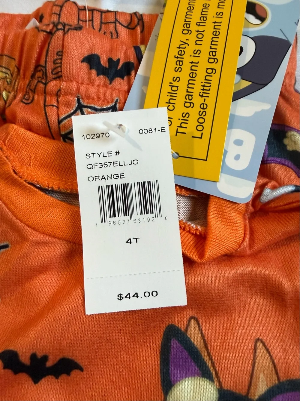 🆕 Bluey Kids' Orange Halloween Pajama Set